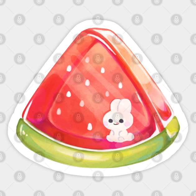 bunny jelly watermelon summer kawaii Sticker by mushopea